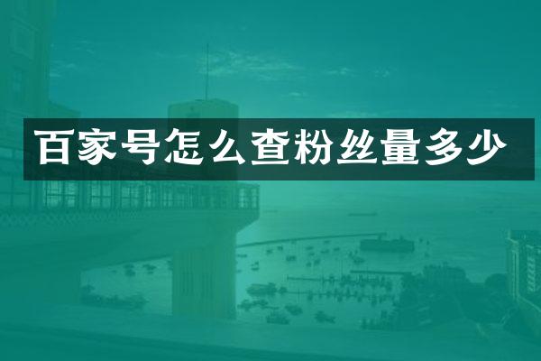 百家号怎么查粉丝量多少