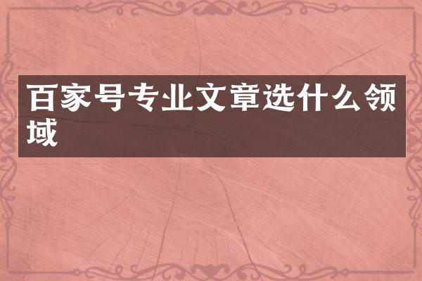 百家号专业文章选什么领域