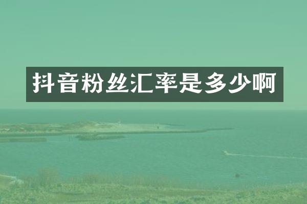 抖音粉丝汇率是多少啊