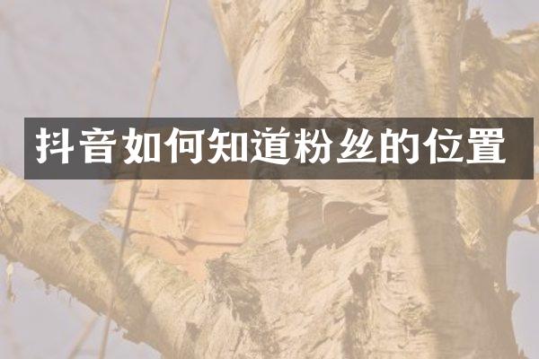 抖音如何知道粉丝的位置