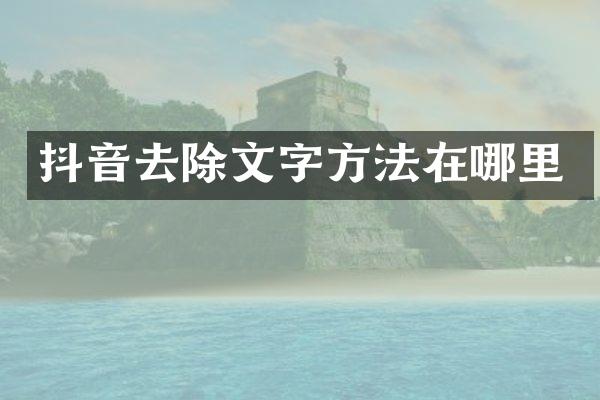 抖音去除文字方法在哪里