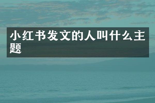 小红书发文的人叫什么主题