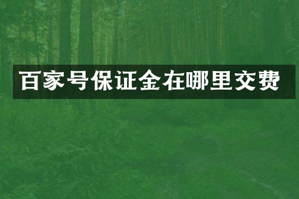 百家号保证金在哪里交费