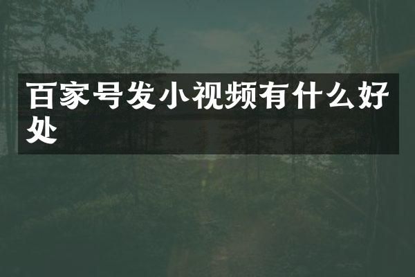 百家号发小视频有什么好处