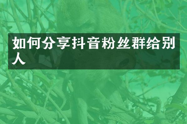 如何分享抖音粉丝群给别人