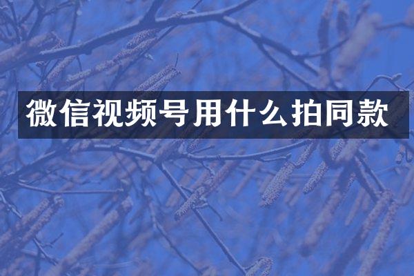 微信视频号用什么拍同款