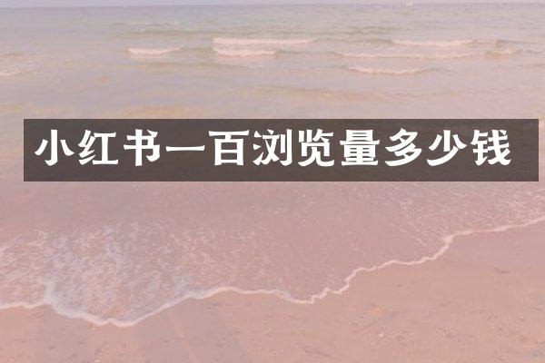 小红书一百浏览量多少钱