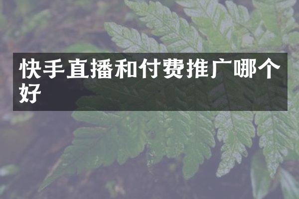 快手直播和付费推广哪个好