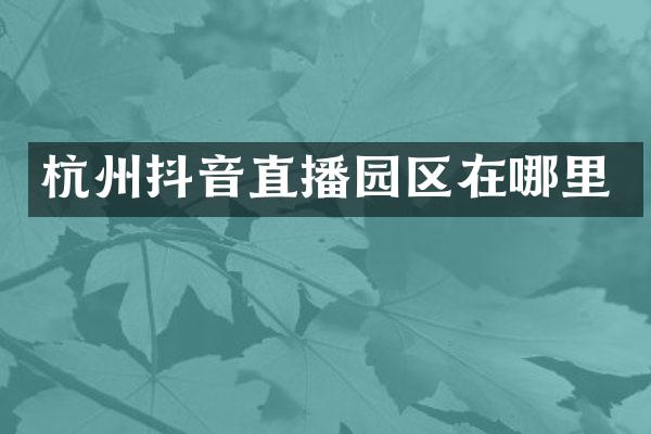 杭州抖音直播园区在哪里
