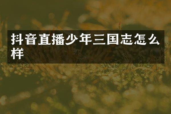 抖音直播少年三国志怎么样
