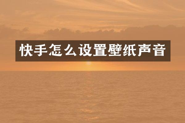 快手怎么设置壁纸声音