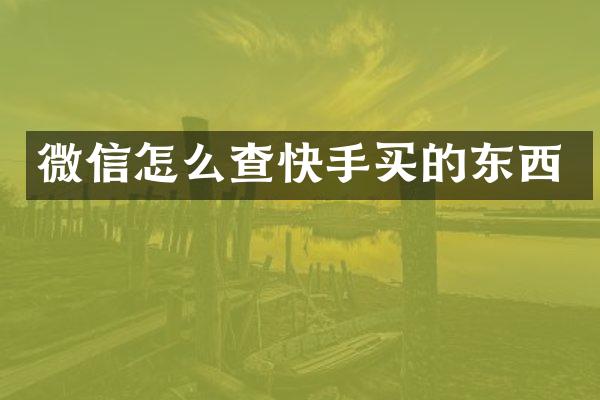 微信怎么查快手买的东西