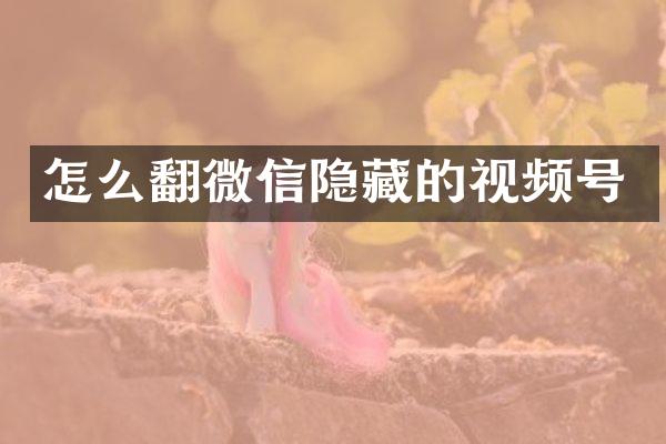 怎么翻微信隐藏的视频号