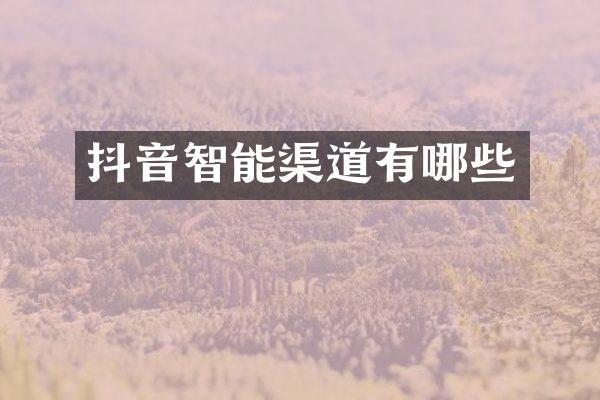 抖音智能渠道有哪些
