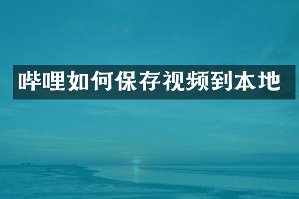 哔哩如何保存视频到本地