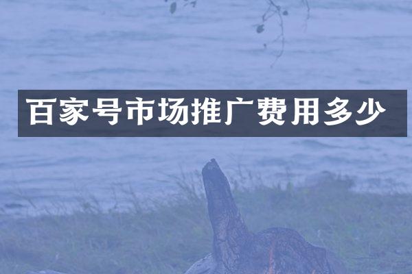 百家号市场推广费用多少