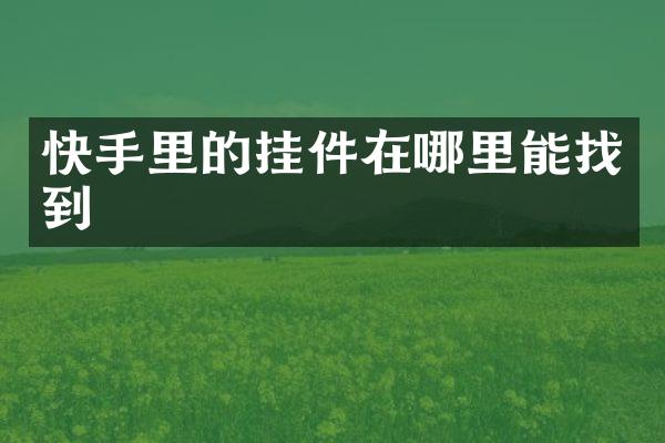快手里的挂件在哪里能找到