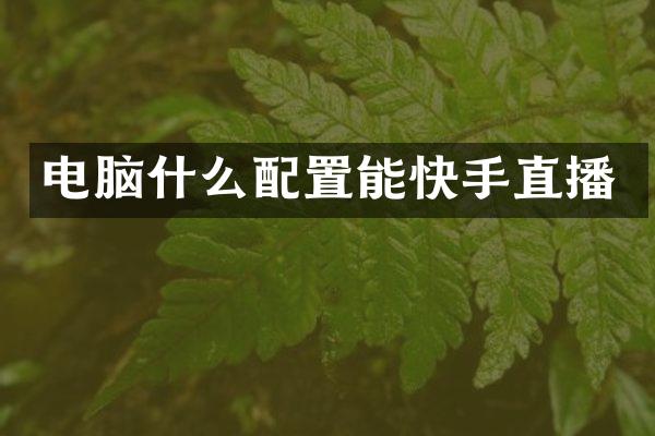电脑什么配置能快手直播
