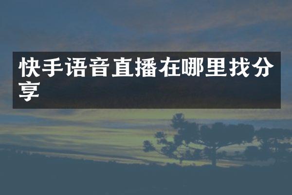 快手语音直播在哪里找分享