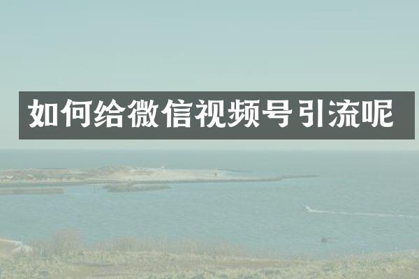 如何给微信视频号引流呢