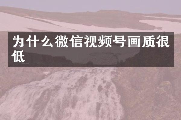 为什么微信视频号画质很低