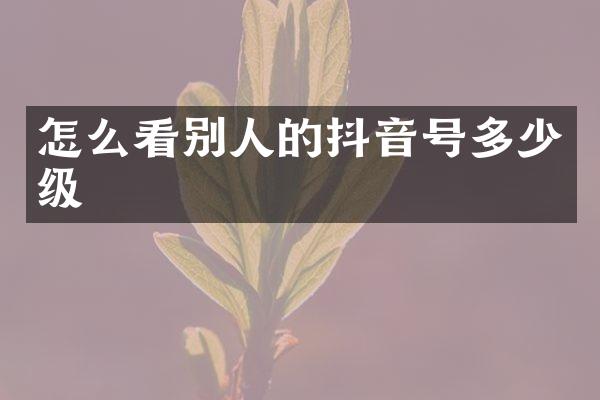 怎么看别人的抖音号多少级