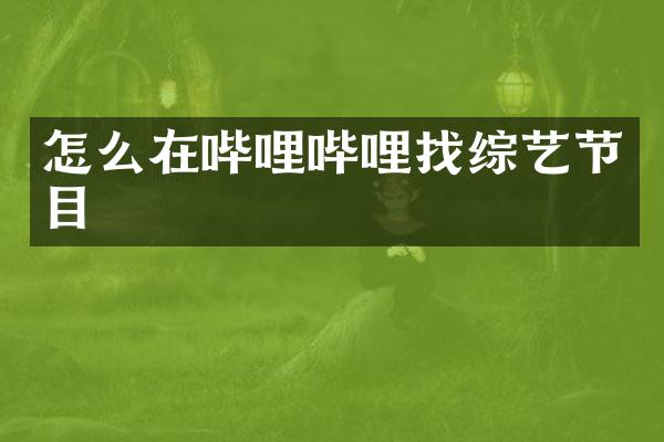 怎么在哔哩哔哩找综艺节目