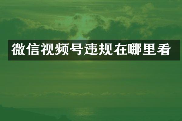 微信视频号违规在哪里看