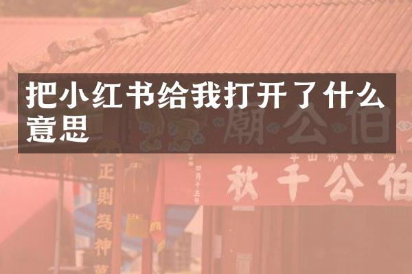 把小红书给我打开了什么意思