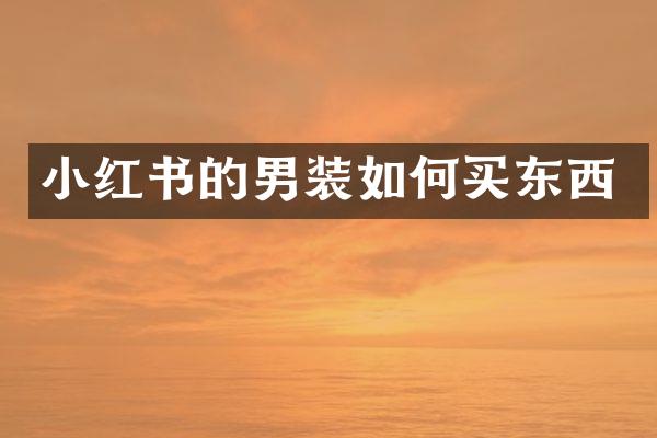 小红书的男装如何买东西