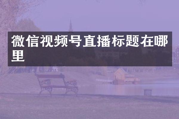 微信视频号直播标题在哪里