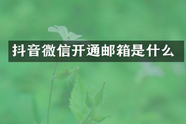 抖音微信开通邮箱是什么