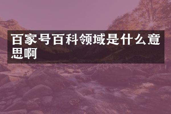 百家号百科领域是什么意思啊