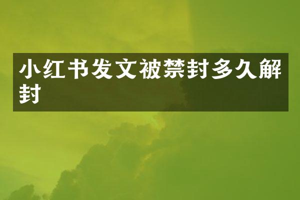 小红书发文被禁封多久解封