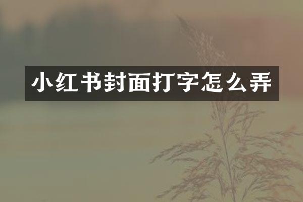 小红书封面打字怎么弄