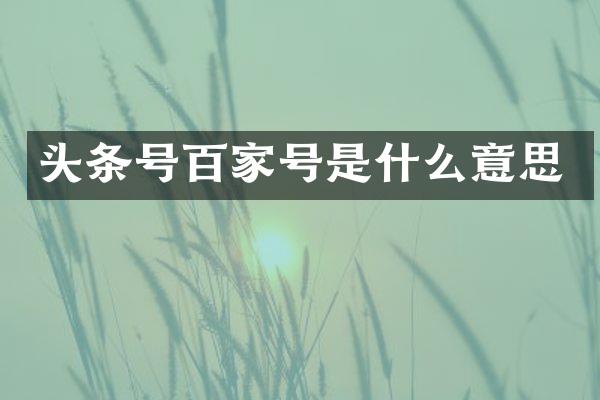 头条号百家号是什么意思