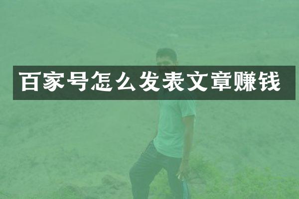 百家号怎么发表文章赚钱