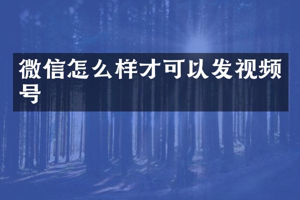 微信怎么样才可以发视频号