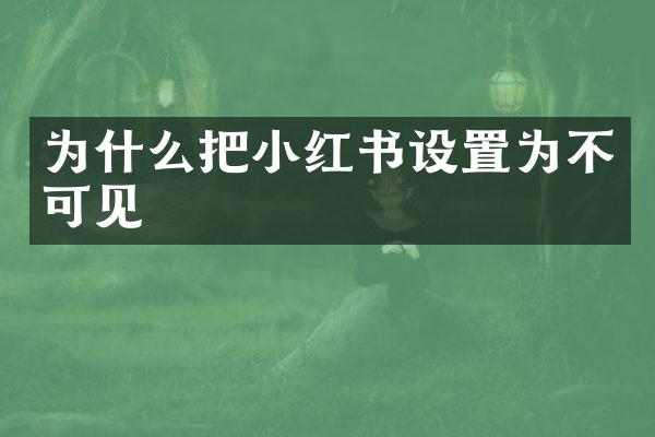 为什么把小红书设置为不可见