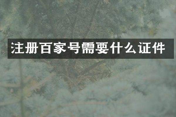 注册百家号需要什么证件