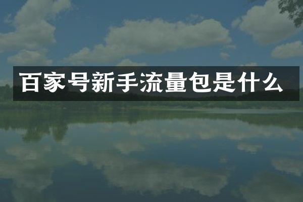 百家号新手流量包是什么