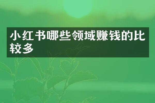 小红书哪些领域赚钱的比较多