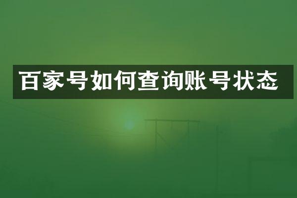百家号如何查询账号状态