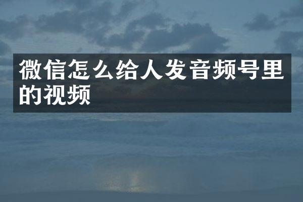 微信怎么给人发音频号里的视频