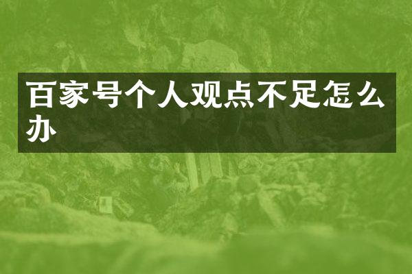 百家号个人观点不足怎么办