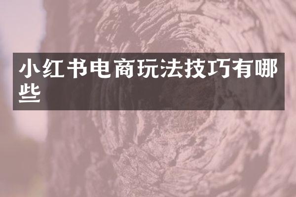 小红书电商玩法技巧有哪些