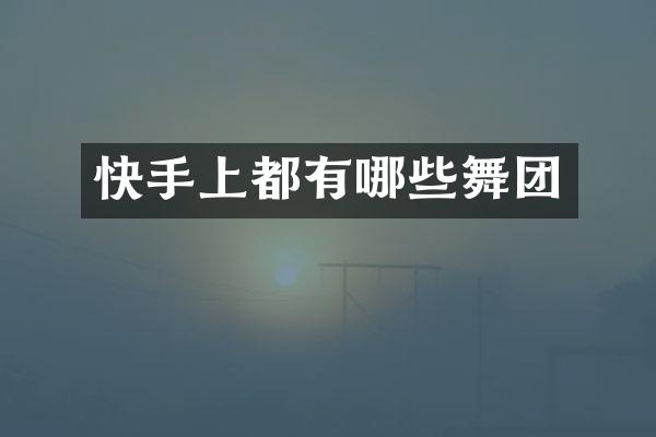 快手上都有哪些舞团