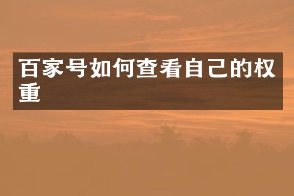 百家号如何查看自己的权重
