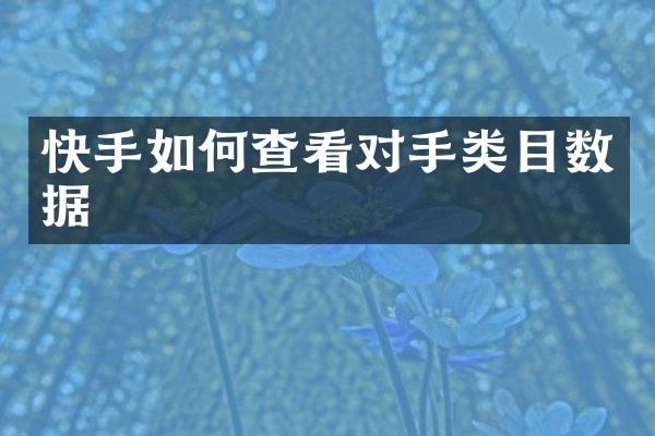 快手如何查看对手类目数据