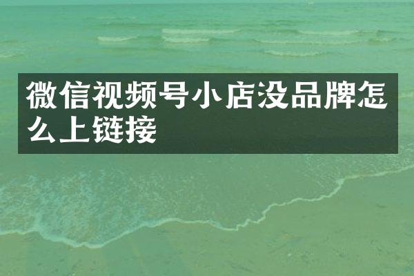微信视频号小店没品牌怎么上链接